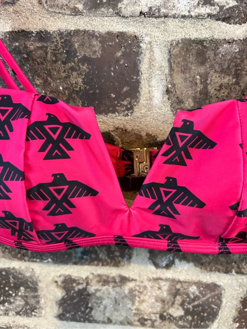 Buckskin Bikini Hot Pink Printed Bandeau Bikini Set Size M